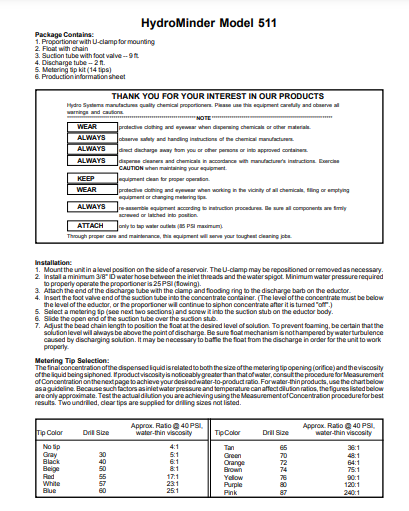 HydroMinder-511-Instruction-Sheet-319x319